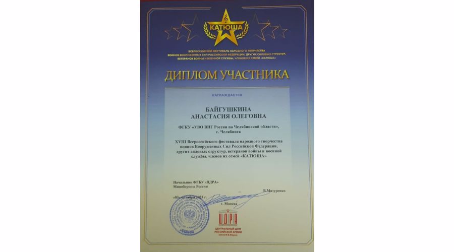 Росгвардейцы из Челябинской области стали участниками всероссийского фестиваля народного творчества